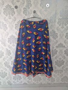 Vibrant Blue Ethnic Print Skirt