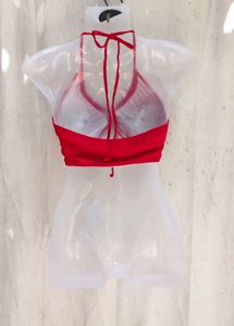 I. Vibrant Red Halterneck Bikini Top
