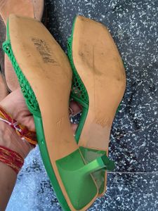 ZARA Green Mesh Sandals