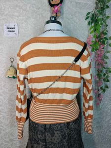 Striped Button-Up Cardigan