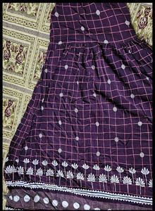 Maroon &amp; White Printed Ethnic Gown