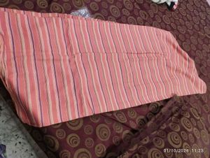 Pink Striped Cotton Dress Material