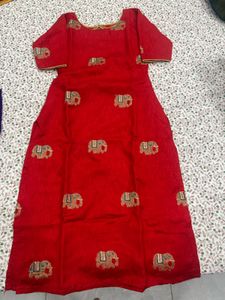 Red Elephant Print Kurta