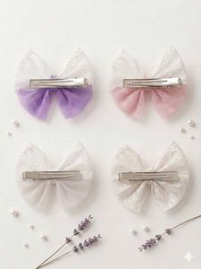 Cute Bow Hair Clips with Rhinestone set of 4