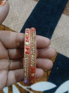 Stylish Orange & Gold Bangles