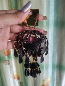 Bohemian Oxidized Silver Earrings Set