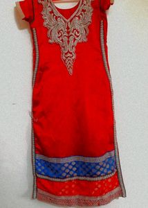 Elegant Red Kurti with Embellishments