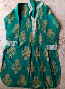 Green Kurta with Yellow Print