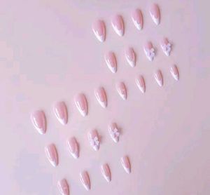 French Tip Bow Press On Nails