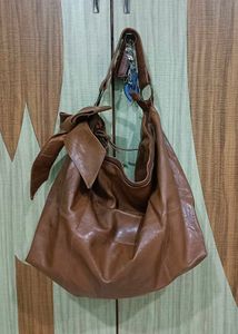Chic Brown Faux Leather Hobo Bag