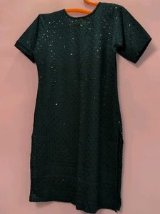 Elegant Dark Green Sequin Kurta
