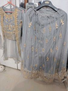 Elegant Grey Embroidered Lehenga