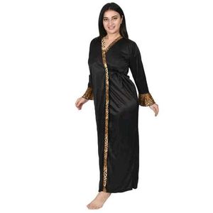 Pack of 2 Women Nighty with Robe (Gold, Black)