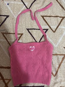 Chic Pink Cropped Knit Tank Top