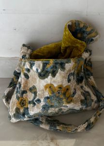 Vintage Floral Velour Sling Bag