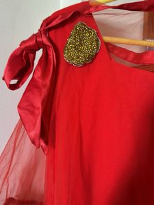 Stunning Red Ethnic Gown with cape