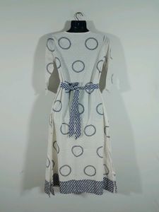 Off White Printed A Line Kurta For Women's
