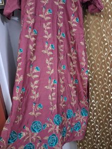 Embroidered Silk Suit with Salwaar &amp; Dupatta