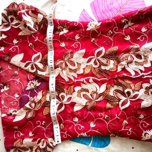 Red Embroidered Kurta with dupatta