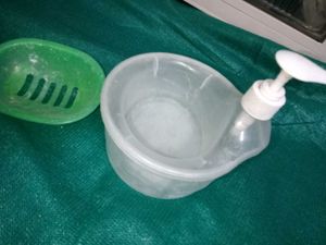Clear  dispenser &amp; green soap dis