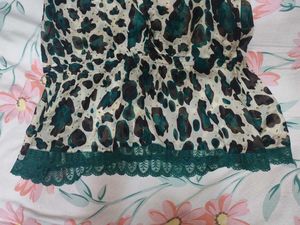 Leopard Print Tunic Top with Lace Trim