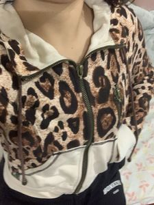 Animal print crop jacket