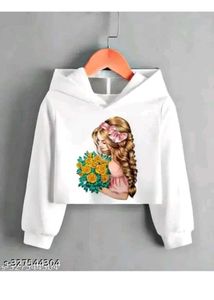 Cute Graphic Print Cropped Hoodie