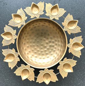 Traditional Lotus Diya Urli Bowl