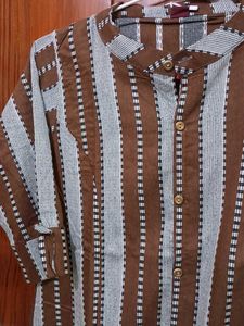 Brown Striped Kurta