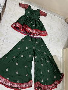 Green Kurta Set with Palazzo Pants