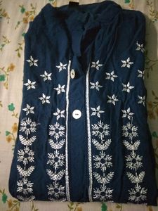 Blue Embroidery Rayon Kurti
