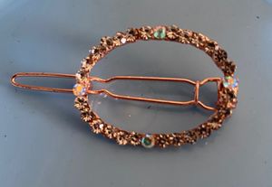 Rose Gold Oval Crystal Hair Clip