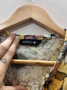 Yellow Floral Giant Puff Sleeve Top