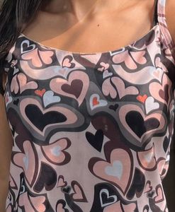 Heart Print Cami Tops