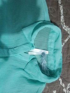 Sheer Aqua Button-Up Shirt