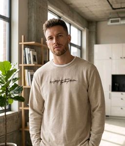 Casual Beige Graphic Sweatshirt