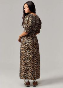 Damson Madder Bluebelle Leopard Print Midi Dress