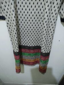 Shree Beige Kurta Mandarin collar black drop print