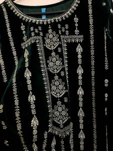 green velvet kurta set