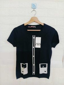 Black Pocket Detail T-Shirt