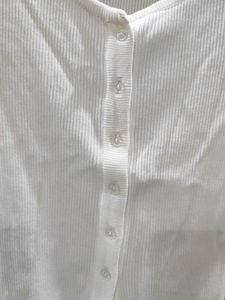 Women's White Ribbed Button-Up Tank Top