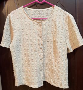 Textured Button-Up Blouse