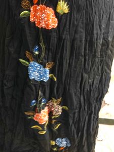 Embroidered Black Cotton Maxi Skirt