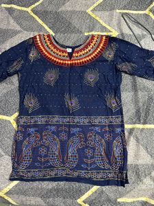Embroidered short Kurta  with Pants