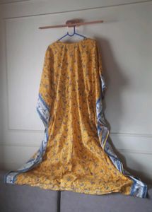 Bohemian Yellow Floral Print Kaftan Dress