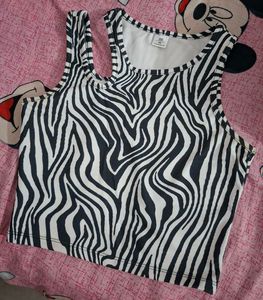 Zebra Print Cutout Tank Top