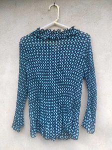 Chic black top with Blue Polka Dot Blouse