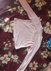 Pink Cut-Out Long Sleeve Top