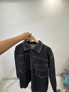 Unisex Black Charcoal Denim Jacket