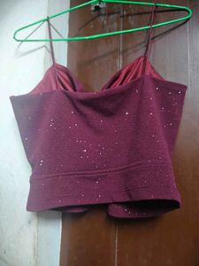 Fyre Rose Burgundy Sparkle Top | Size XS